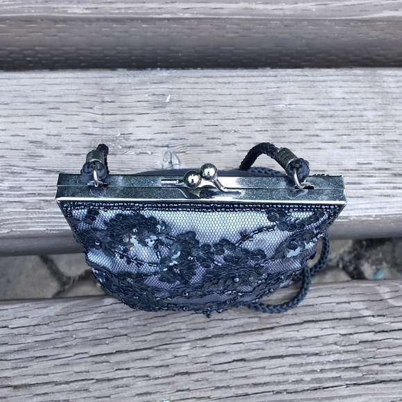 Lancôme Black Purse with Sequence and Fringe - Picture 4 of 7